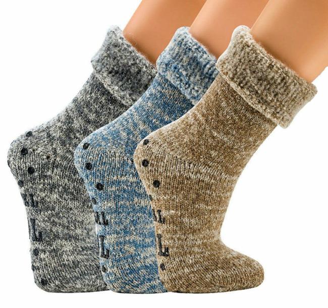 2 Paar TippTexx 24 THERMO-Wollsocken mit ABS Stopper & Innenfrottee